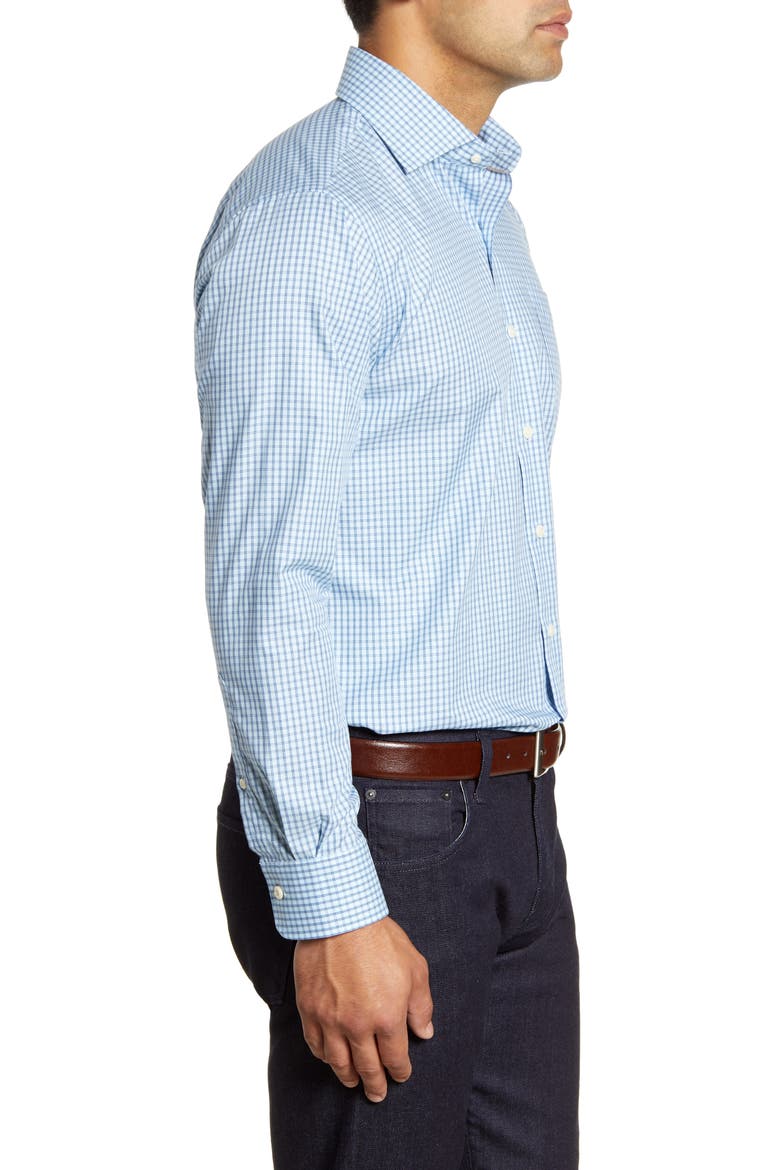 Cedar Island Micro Tattersall Button-Up Shirt, Alternate, color, CAROLINA SKY