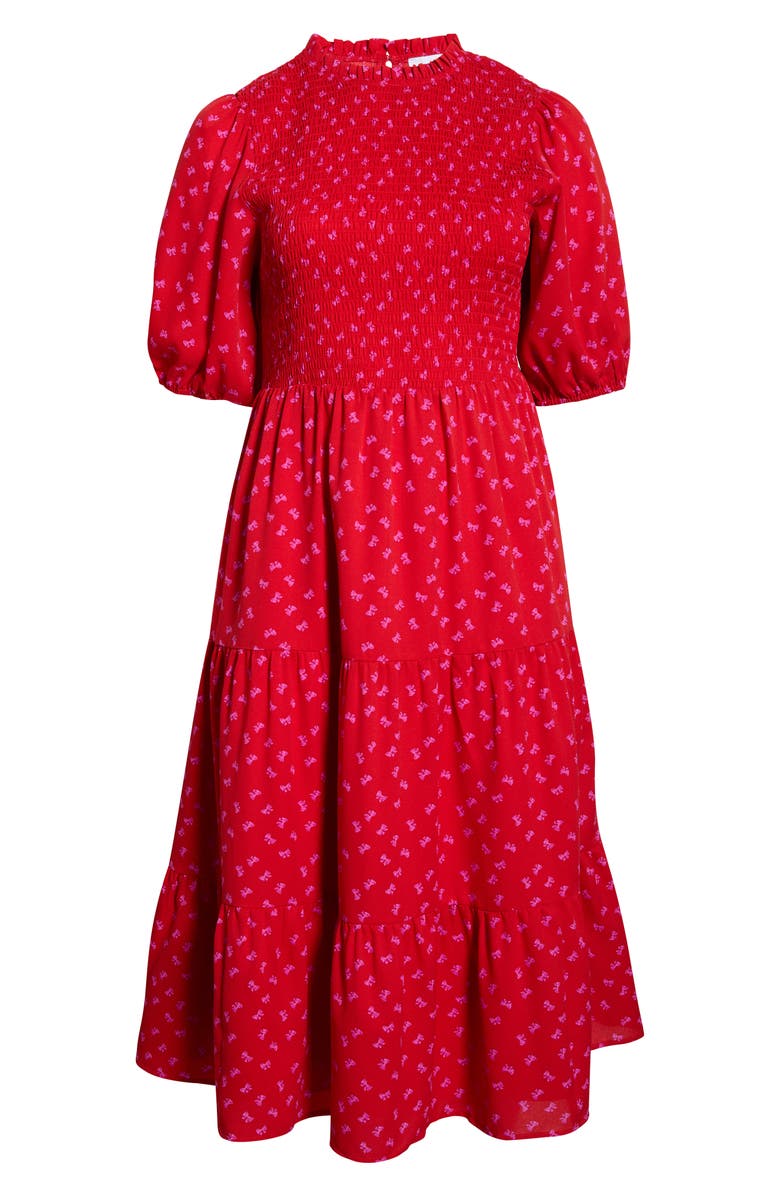 SUGARLIPS Tayla Bow Print Dress, Alternate, color, Red-Fuch-Multi