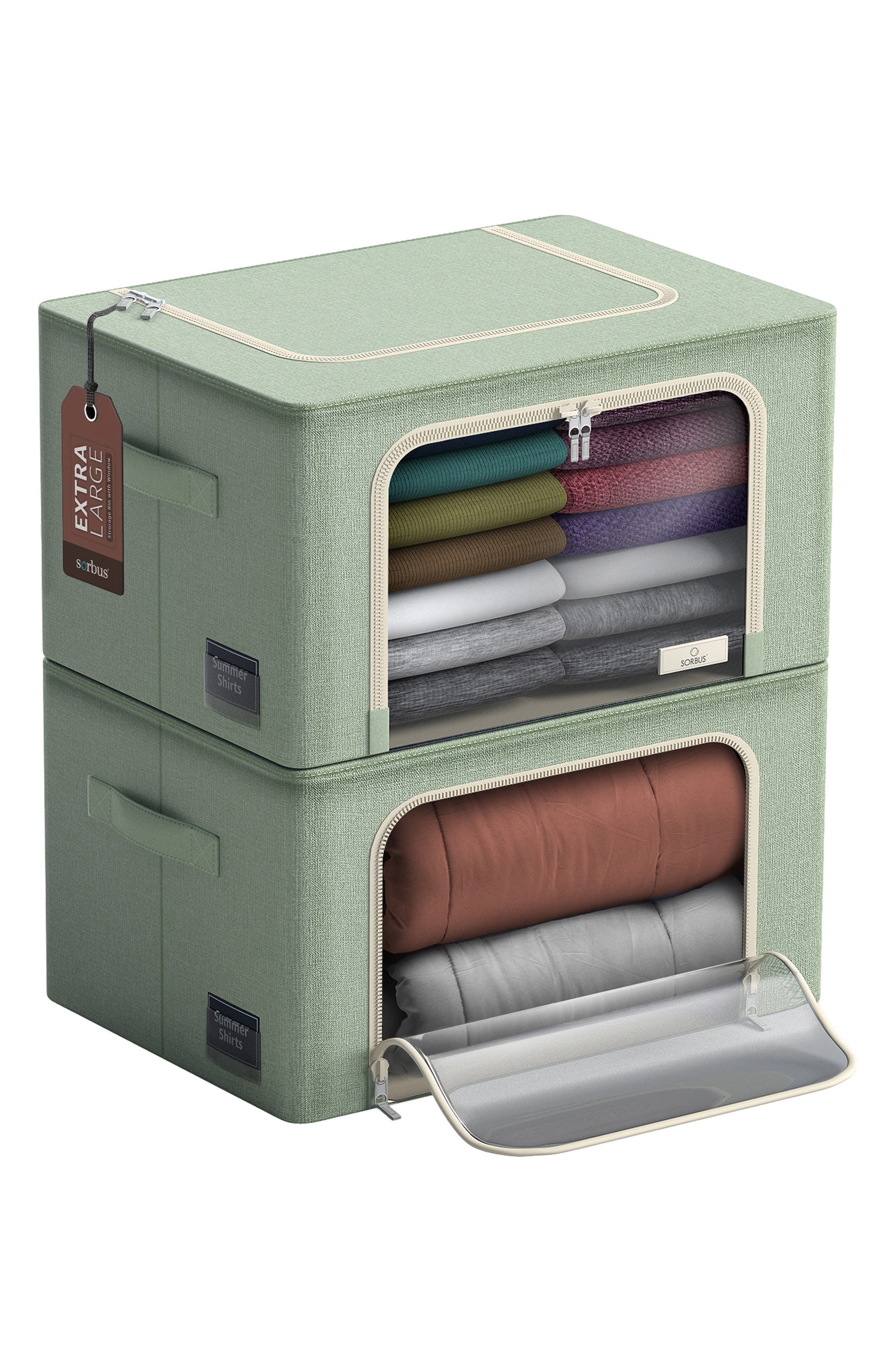 SORBUS Set of 2 Stackable Foldable Organizer Bins