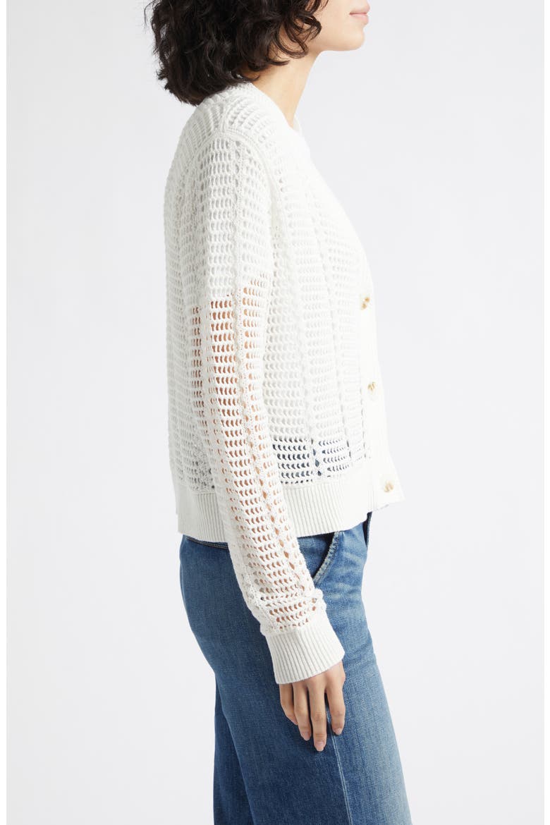 Star Open Stitch Cotton Blend Cardigan, Alternate, color, IVORY