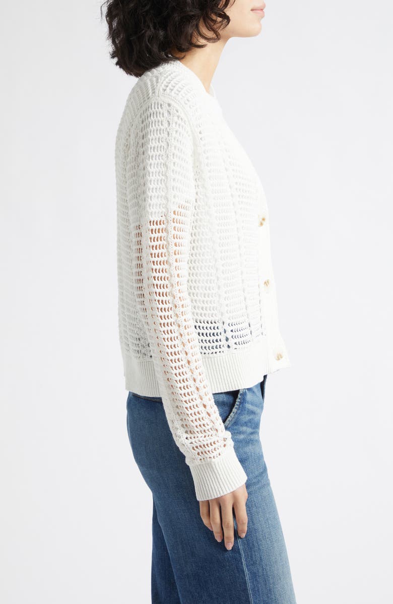 Reiss Star Open Stitch Cotton Blend Cardigan, Alternate, color, Ivory