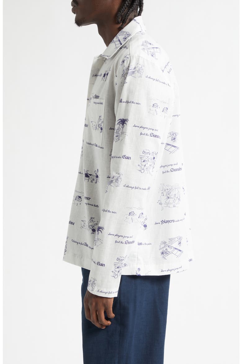 Sunshine Print Cotton & Linen Shirt, Alternate, color, OFF-WHITE
