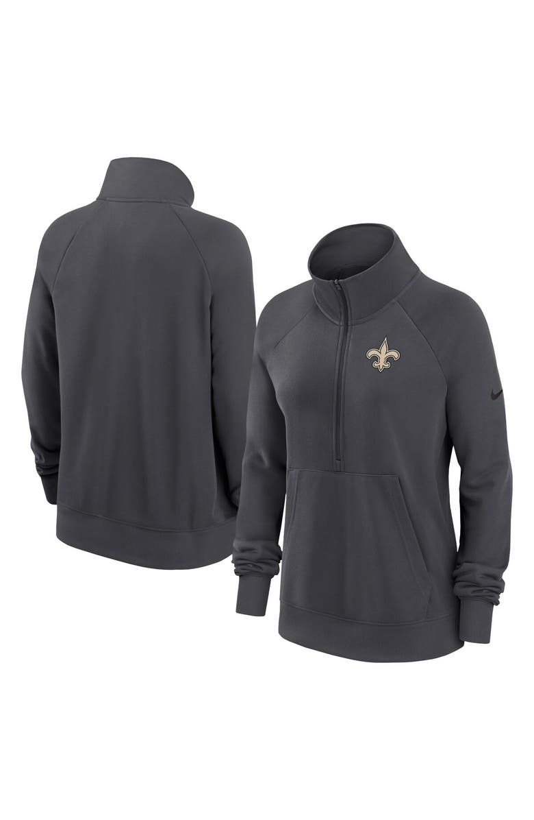 Nike Women's Nike Charcoal New Orleans Saints Premium Raglan Performance Half-Zip Sweatshirt, Main, color, 
