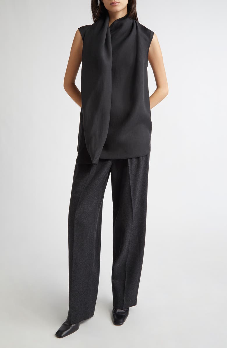 TOTEME Organza Scarf Blouse, Alternate, color, Black