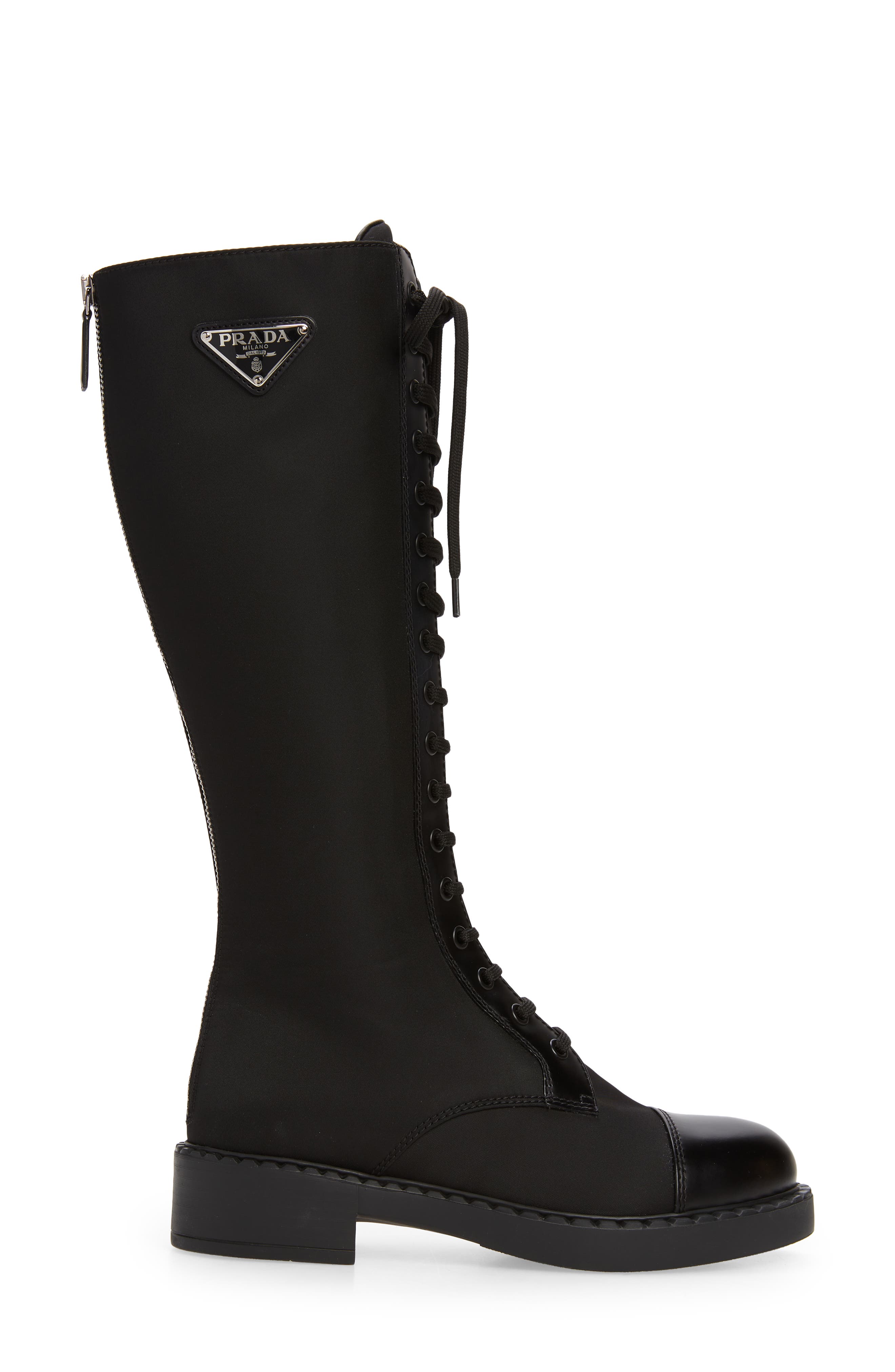 Prada Chocolate Lace-Up Boot, Alternate, color, 