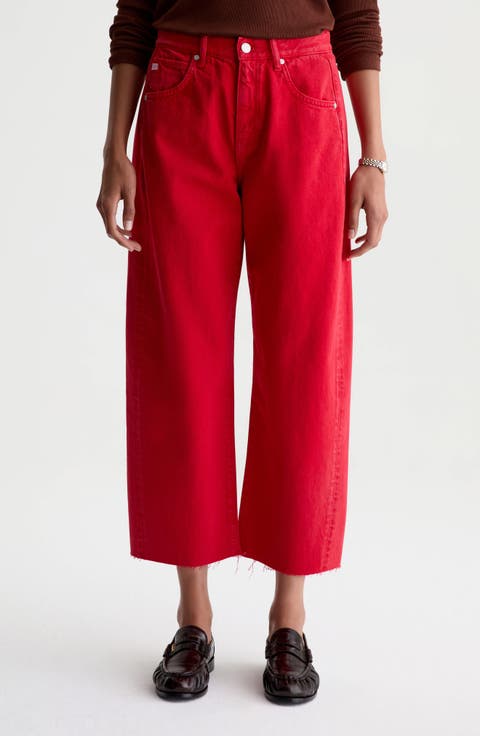 Hattie Raw Hem High Waist Crop Barrel Jeans