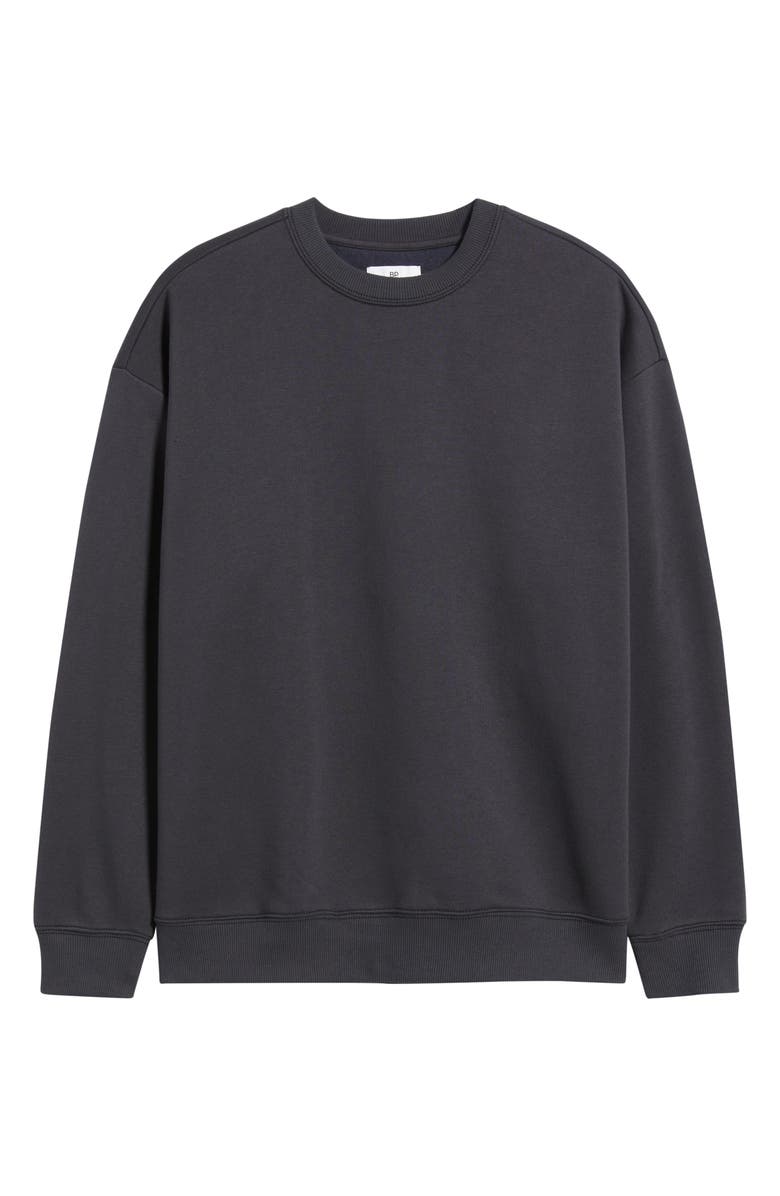 BP. Oversize Fleece Crewneck Sweatshirt, Alternate, color, Black Faded