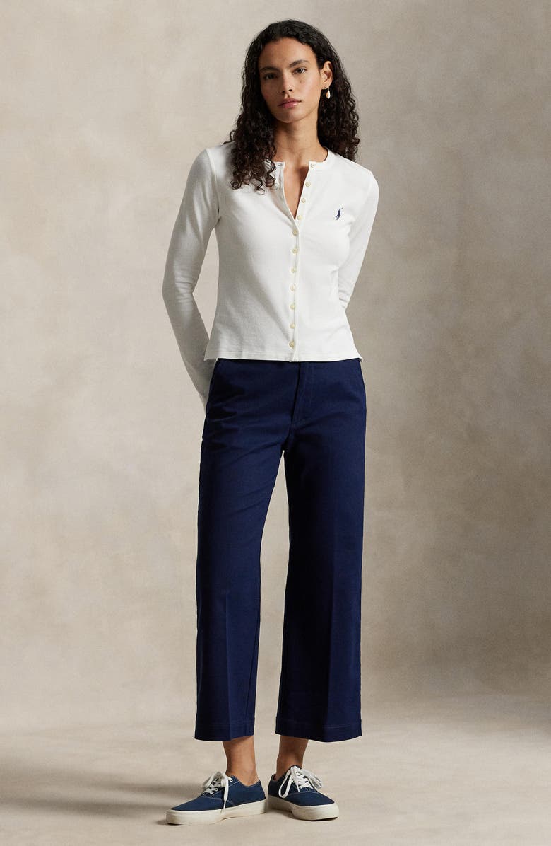 Polo Ralph Lauren Cotton Wide Leg Ankle Chinos, Alternate, color, Newport Navy