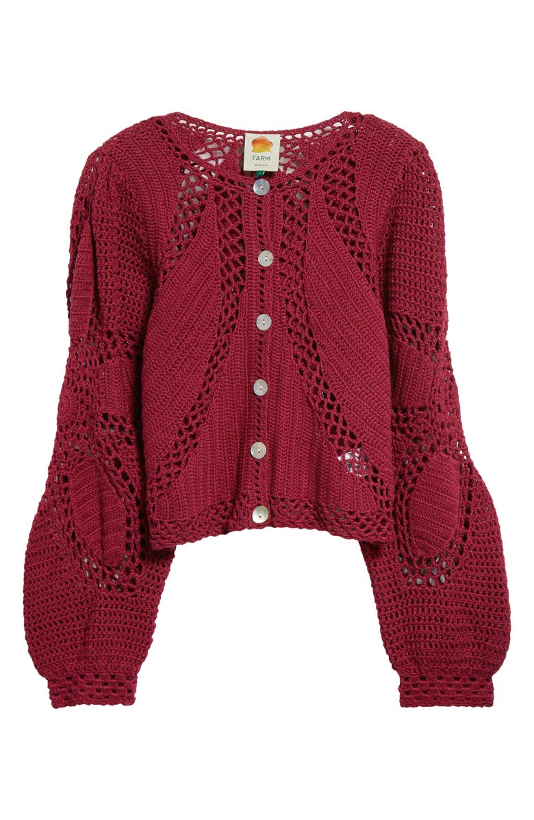 FARM Rio Flower Crochet Cardigan Sweater, Alternate, color, 