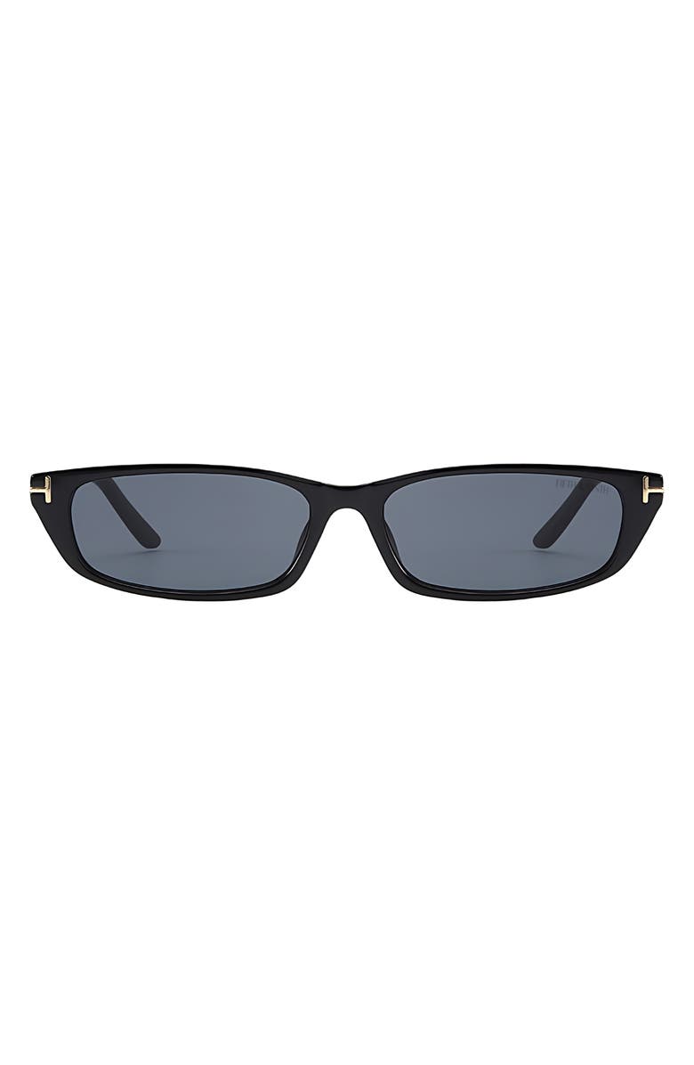 Fifth & Ninth Lana 55mm Rectangular Sunglasses, Main, color, Black / Black
