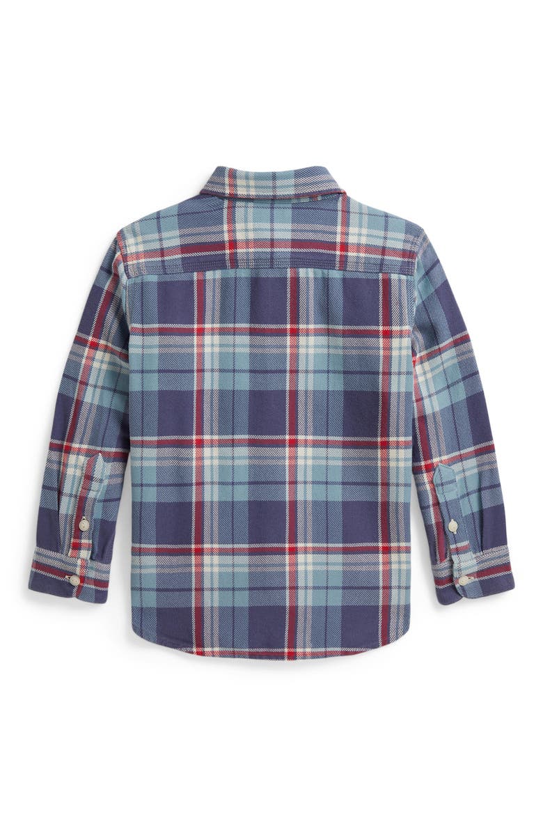 Kids' Plaid Lightweight Flannel Shirt, Alternate, color, DUSTY BLUE RED MULTI