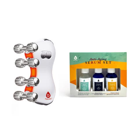 5-in-1 LED Light Therapy Skin Roller Massager & Anti-Aging Serum Set