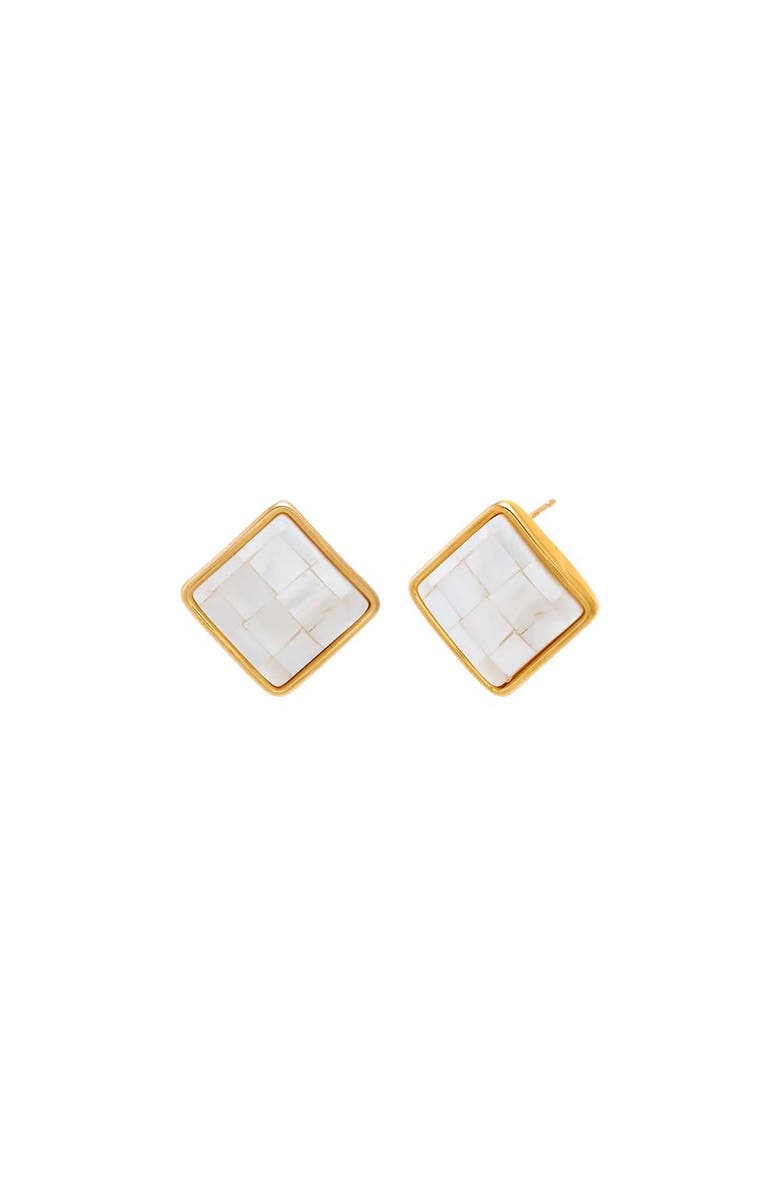 BY ADINA EDEN Mother of Pearl Square Stud Earring, Main, color, 