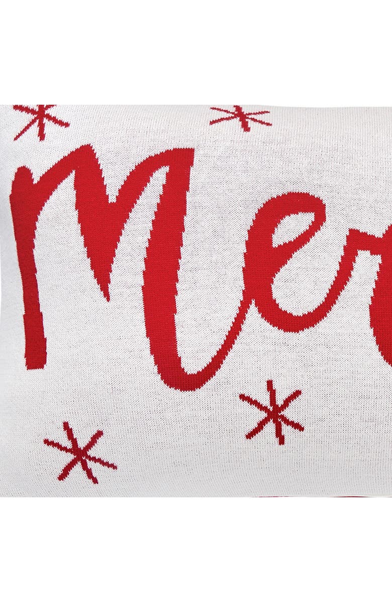 C&F Home Merry Knitted Christmas Throw Pillow, 14" x 22", Alternate, color, Red