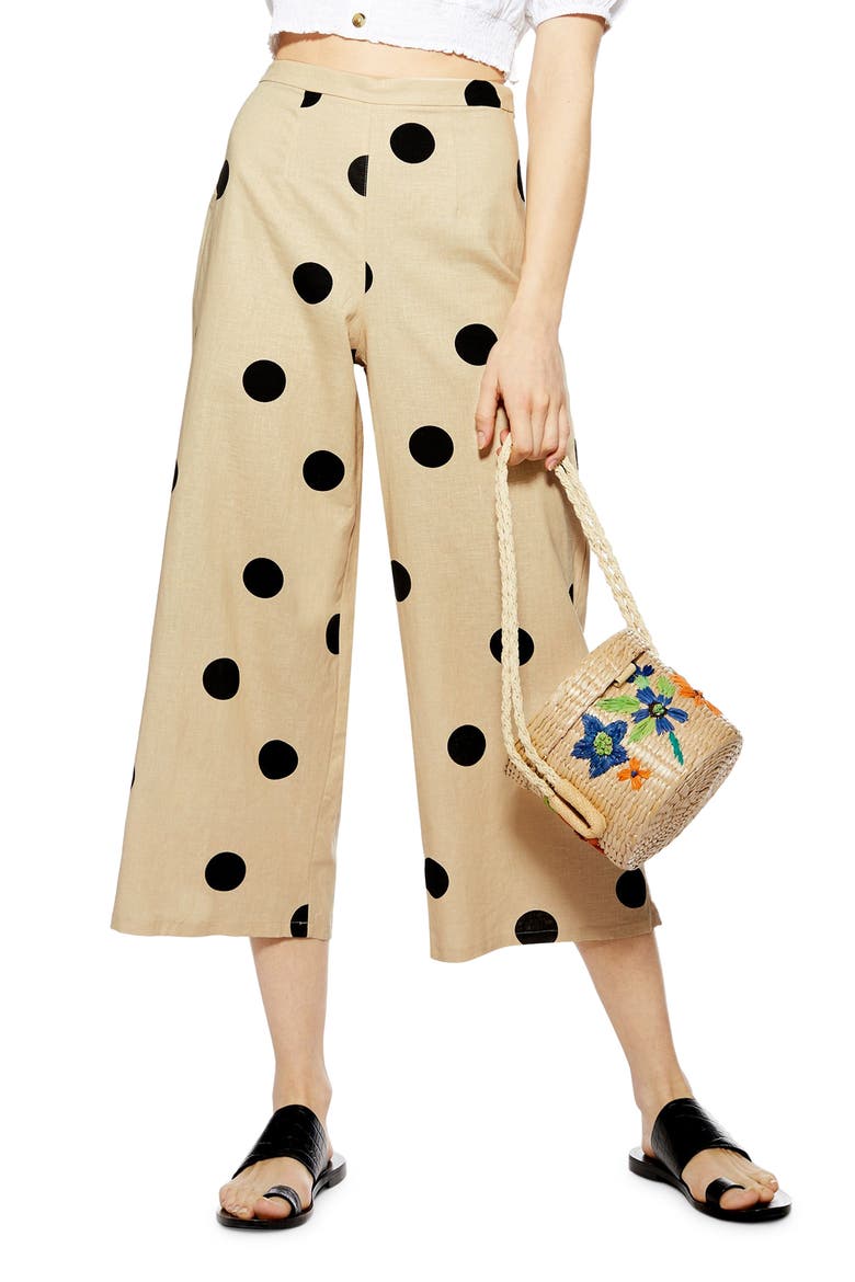 Lulu Spot Cropped Wide Leg Pants, Main, color, NUDE MULTI