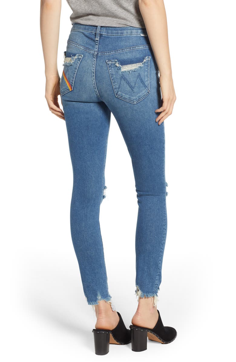 MOTHER The Looker High Waist Fray Ankle Skinny Jeans, Alternate, color, 