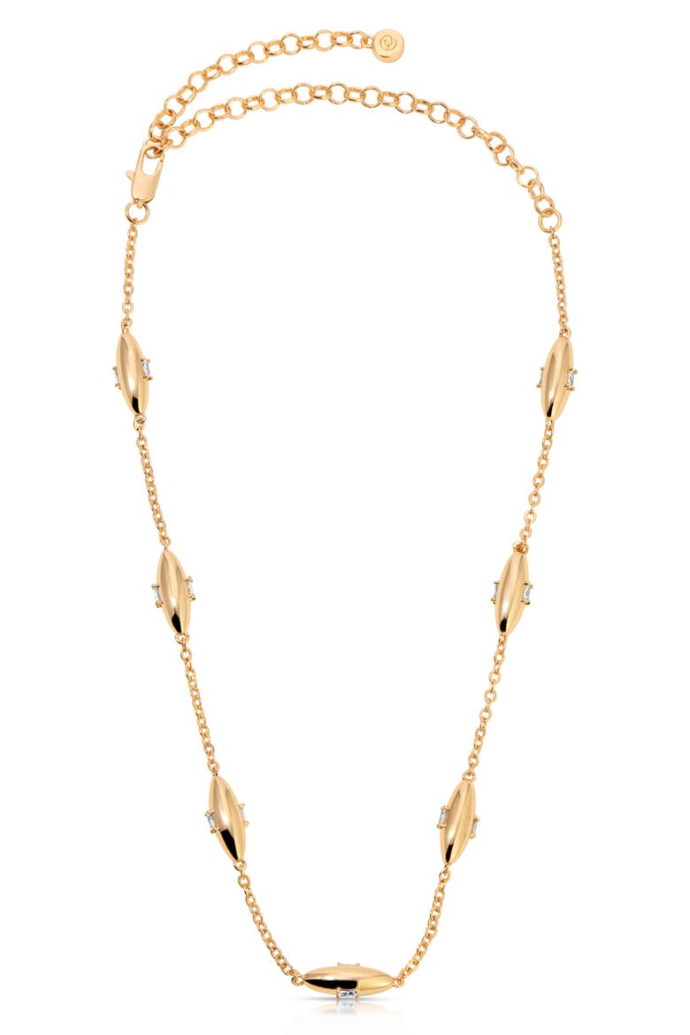 Oval Dome Station Chain Necklace, Main, color, GOLD