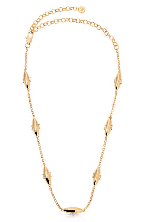 Oval Dome Station Chain Necklace