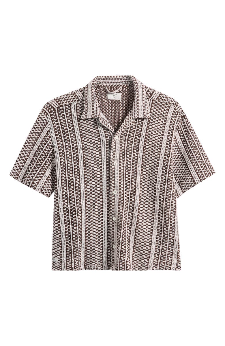 Percival Hugh Openwork Stripe Camp Shirt, Main, color, Brown / White