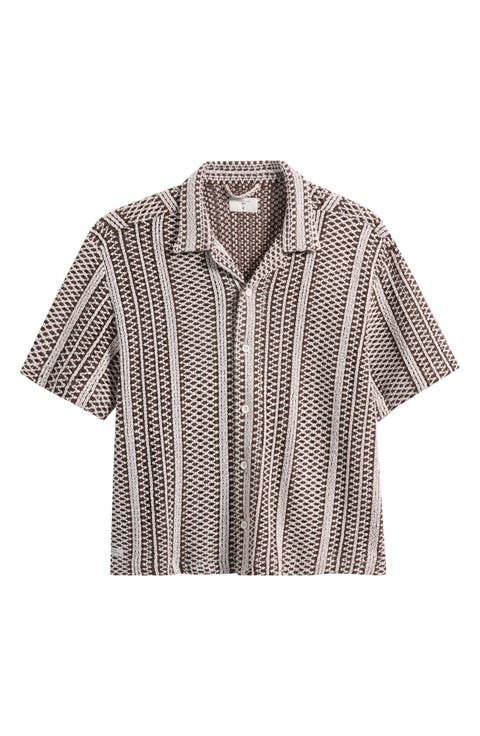 Hugh Openwork Stripe Camp Shirt