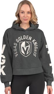 STARTER Women's Starter Heather Charcoal Vegas Golden Knights Star Player Cropped Fleece Hoodie