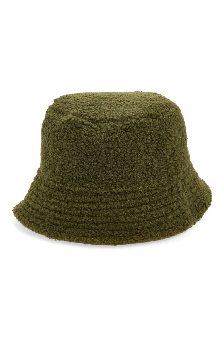 Reversible Faux Shearling Bucket Hat, Alternate, color, OLIVE
