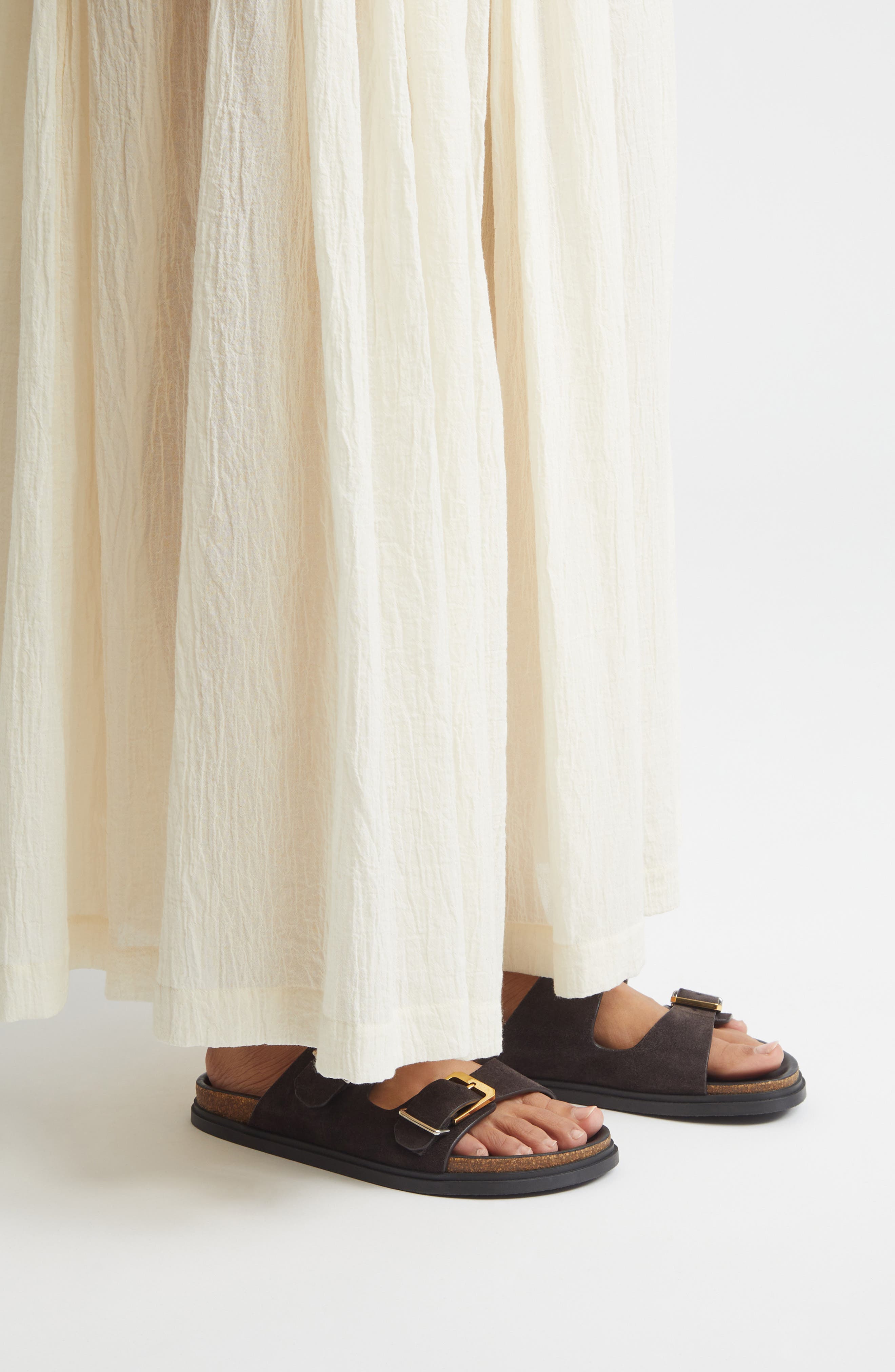 The Row Buckle Slide Sandal, Alternate, color, Coffee