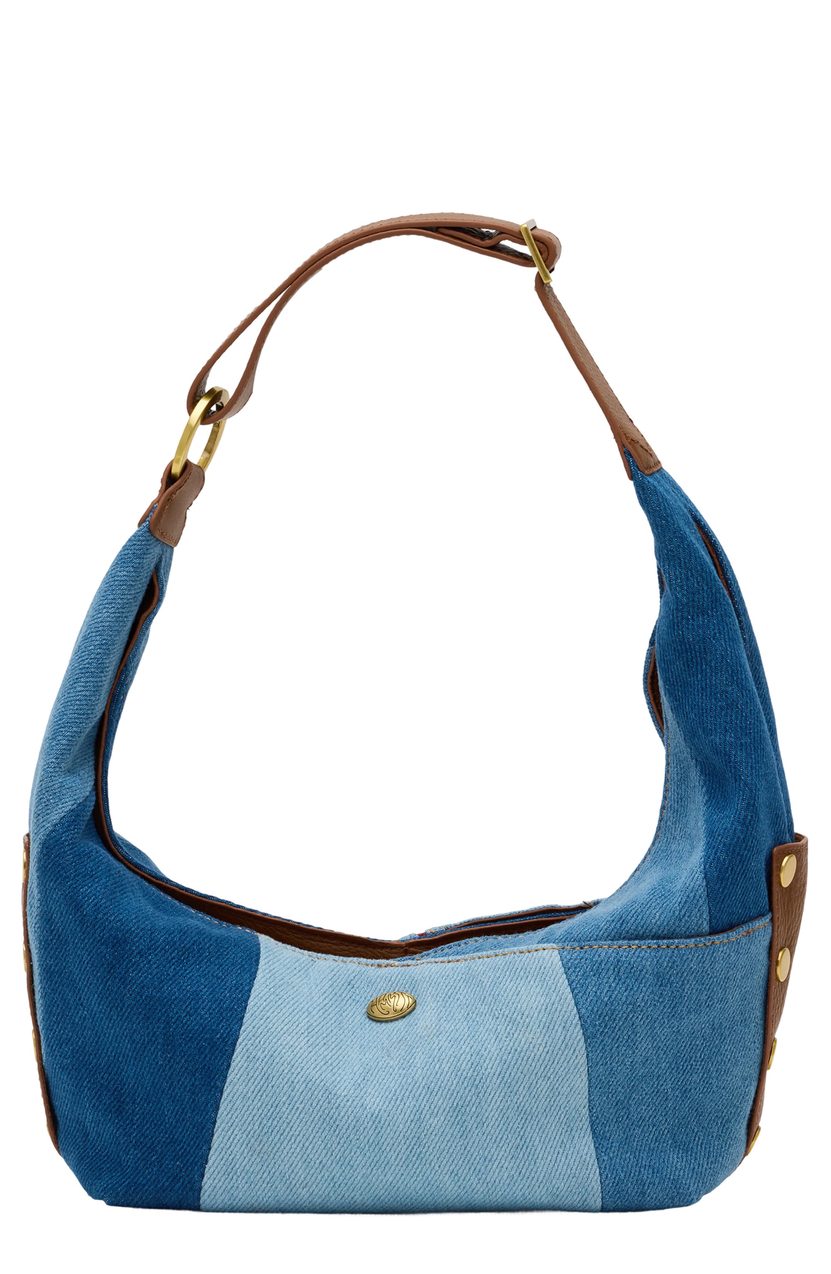 Tom Zip Medium Denim Hobo Bag, Main, color, SILVERLAKE/ ANTIQUE GOLD
