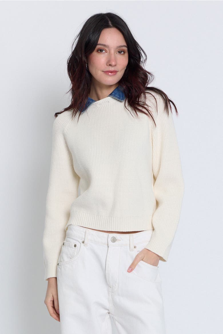 Nash Denim Collar Sweater, Main, color, Ivory