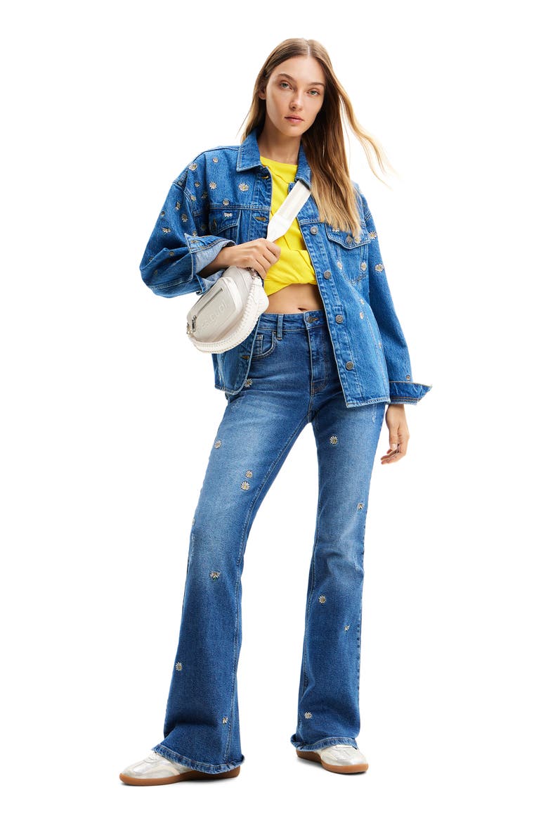 Daisy Flare Jeans, Alternate, color, BLUE