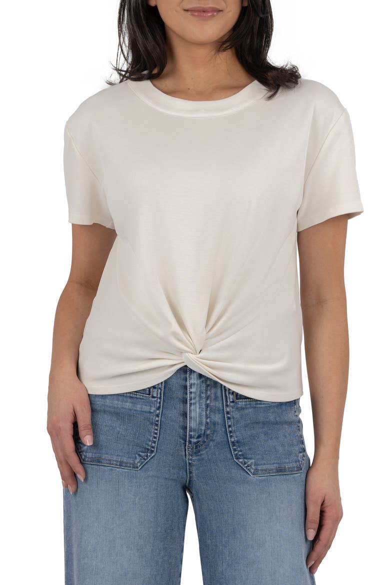 Avi Twist Front T-Shirt, Main, color, ECRU