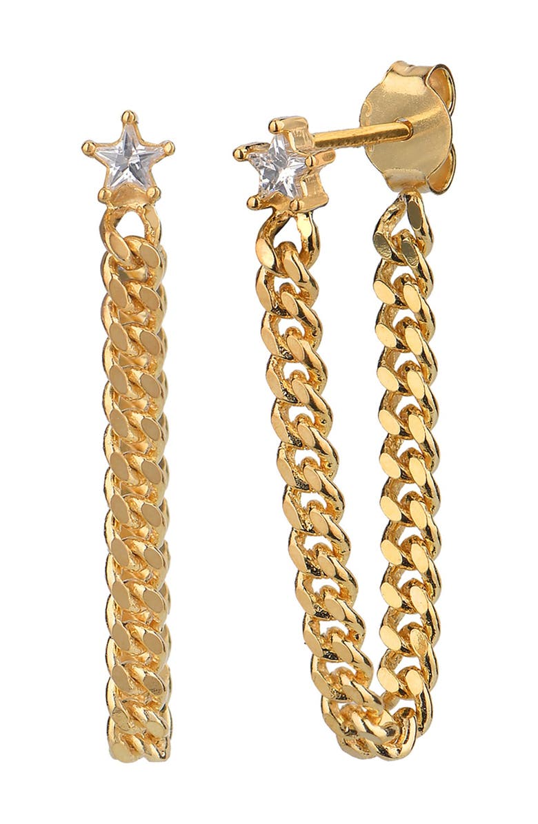 GABI RIELLE 14K Gold Vermeil Star & Chain Front Back Earrings, Main, color,