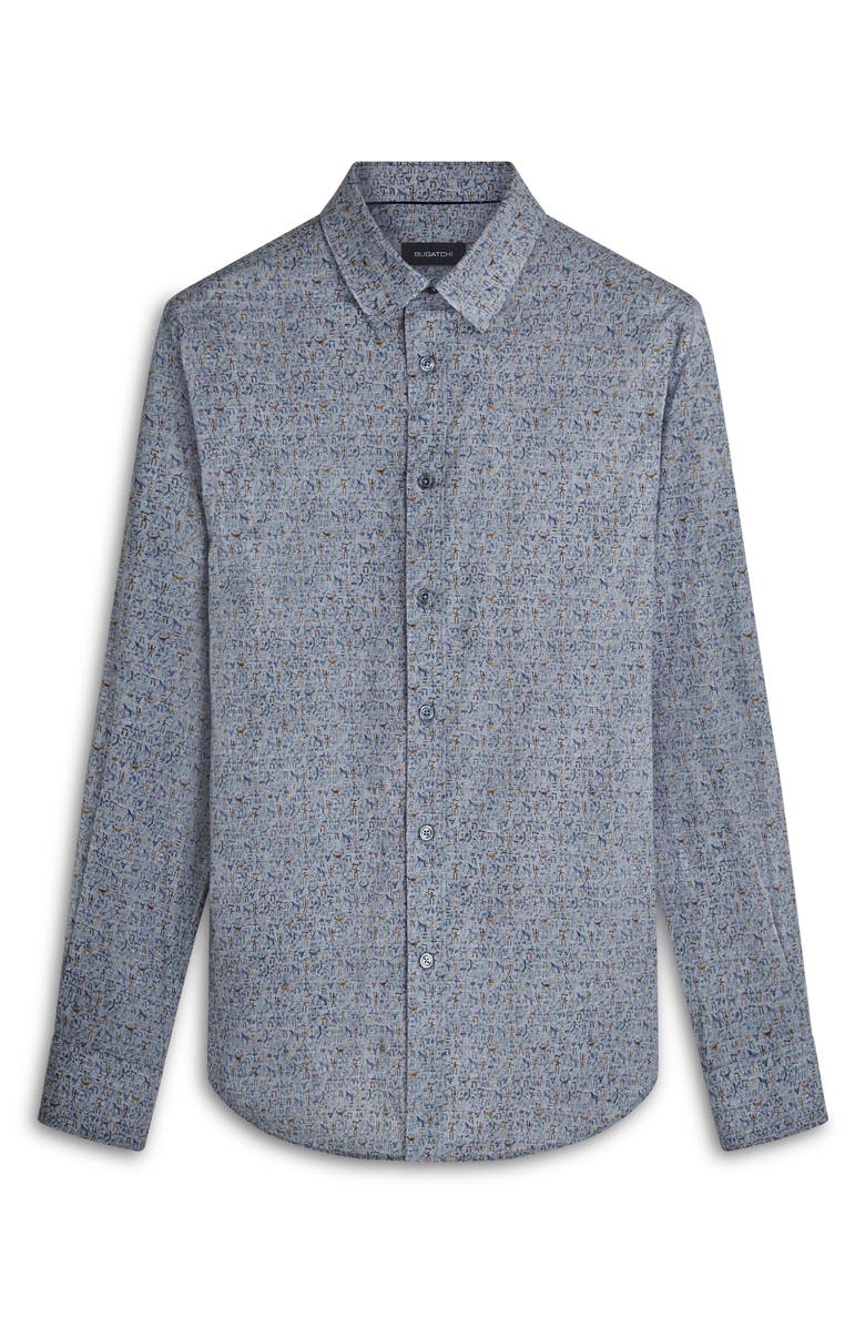 Bugatchi Julian Shaped Fit Cave Art Print Stretch Cotton Button-Up Shirt, Alternate, color,
