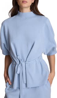 Kenneth Cole Collection Belted Mock Neck Short Sleeve Sweater