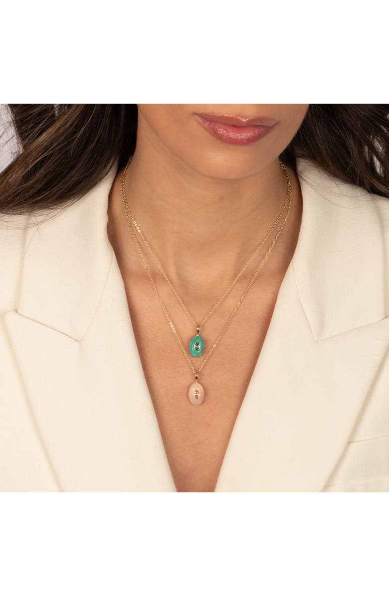 BY ADINA EDEN Pink Stone Oval Charm Necklace, Alternate, color, Light Pink