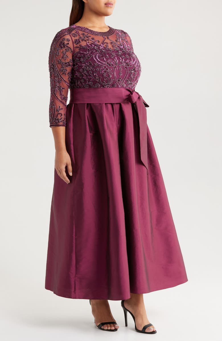 Pisarro Nights Beaded Taffeta Gown, Alternate, color, 