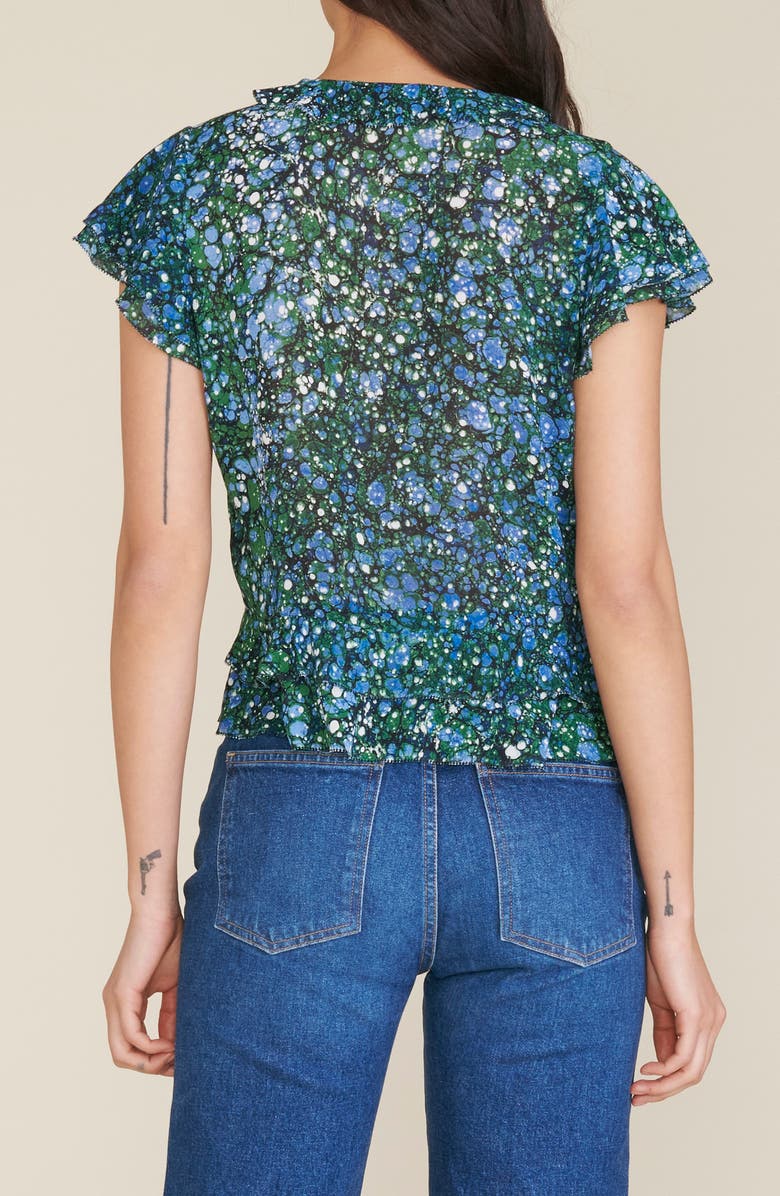 Veronica Beard Riani Fluttery Sleeve Blouse, Alternate, color, Green Multi