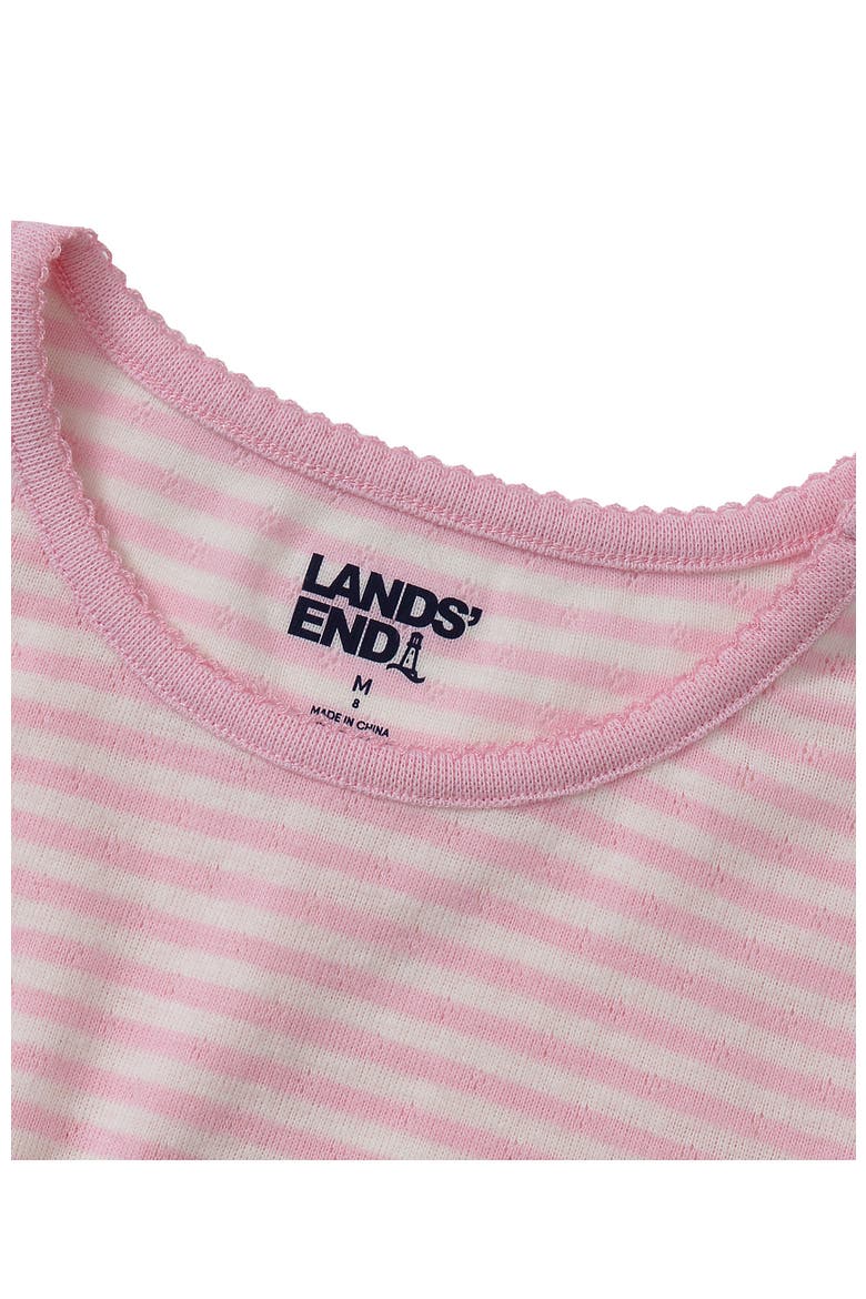 Girls Short Sleeve Pointelle Knit Tee, Alternate, color, Rose Shadow/White Stripe