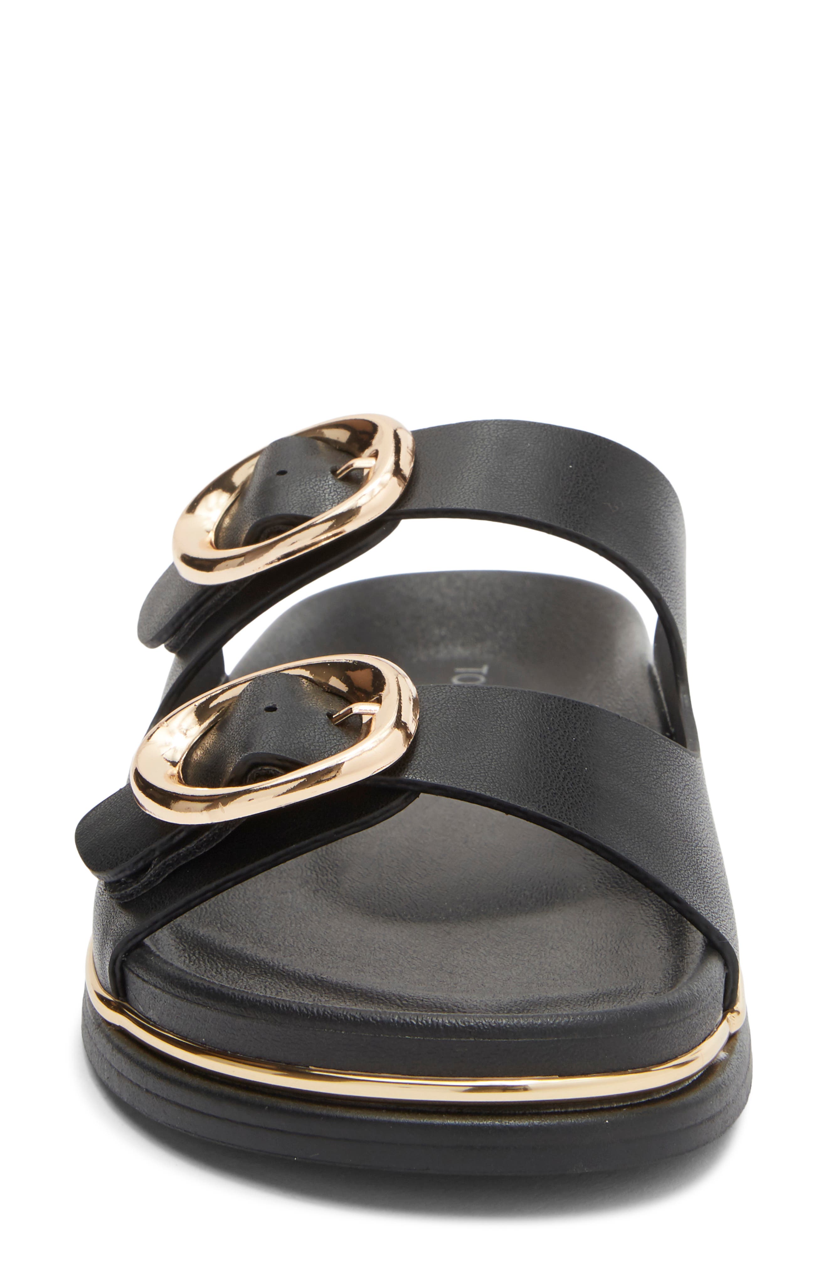 TOP MODA Maven Slide Sandal, Alternate, color, Black Pu