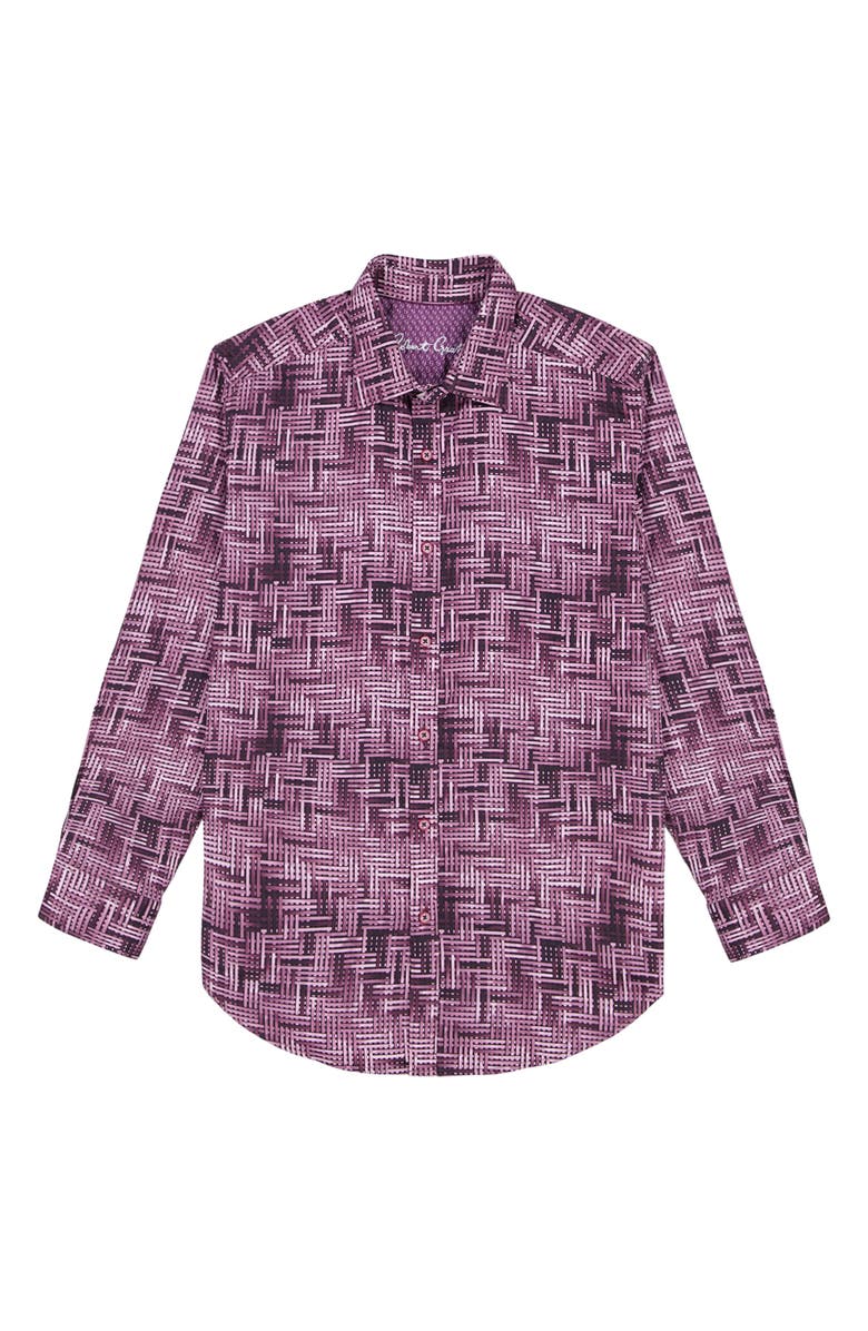Robert Graham Berkley Long Sleeve Stretch Cotton Button-Up Shirt, Alternate, color, Berry