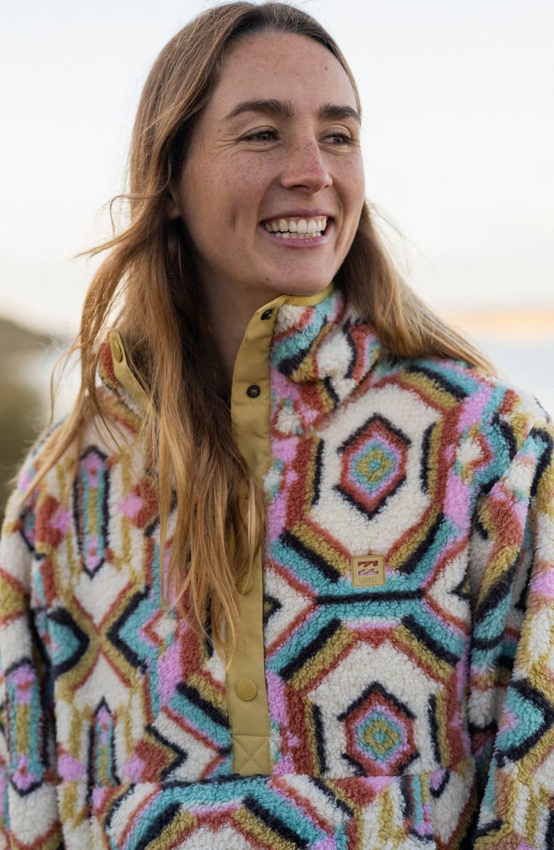 Billabong Switchback Faux Fur Pullover, Alternate, color, Olive It