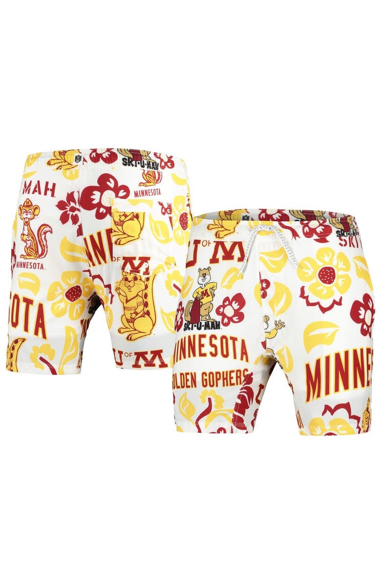 Wes & Willy Men's Wes & Willy  White Minnesota Golden Gophers Vault Tech Swimming Trunks, Main, color, 