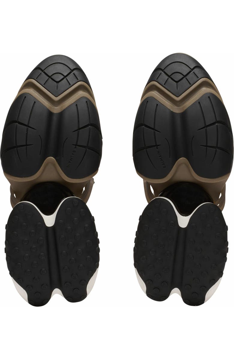 Balmain Unicorn Wave Trainers In Neoprene And Calfskin, Alternate, color, Khaki