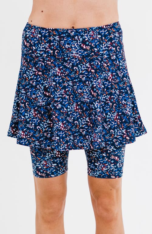 Calypsa Plus Size Midi Swim Skort With Bike Shorts In Blue