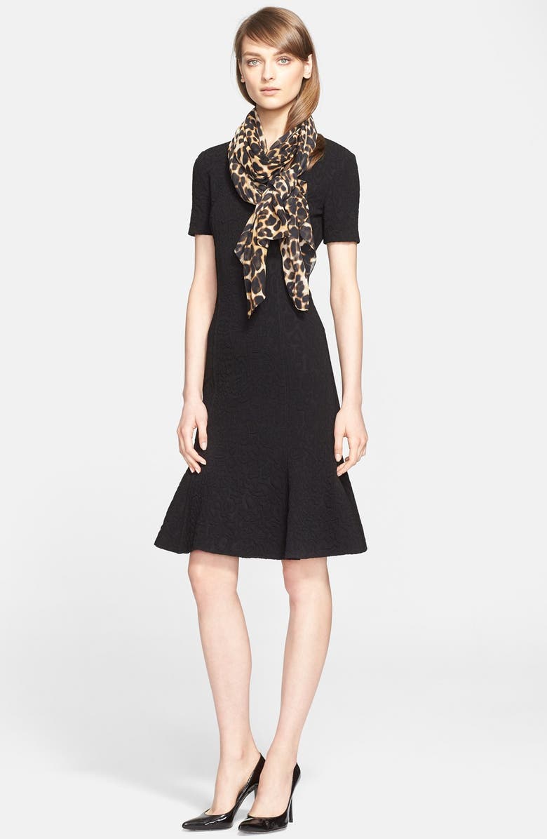 St. John Collection Leopard Jacquard Knit Dress, Alternate, color, 