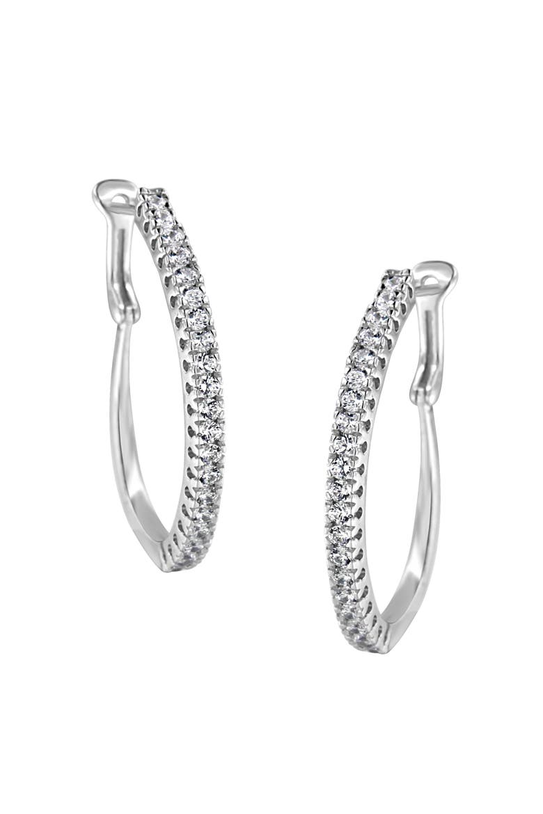 10KT White Gold 1 Ct Diamond Hoop Earrings, Main, color, White