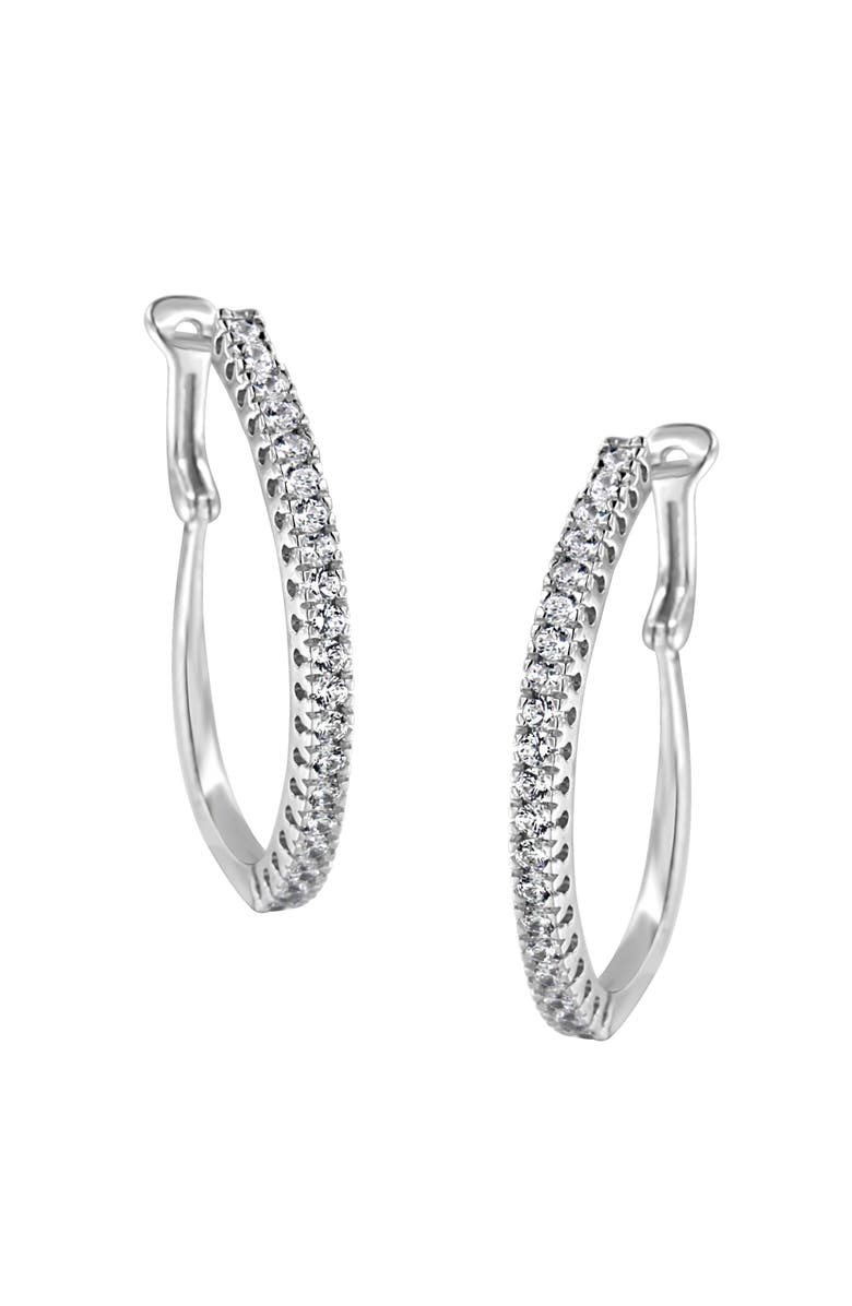 Haus of Brilliance 10KT White Gold 1 Ct Diamond Hoop Earrings, Main, color, White