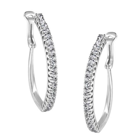 10KT White Gold 1 Ct Diamond Hoop Earrings