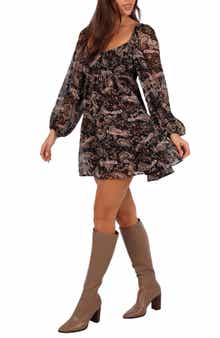 Petal & Pup Bates Paisley Floral Long Sleeve Chiffon Minidress