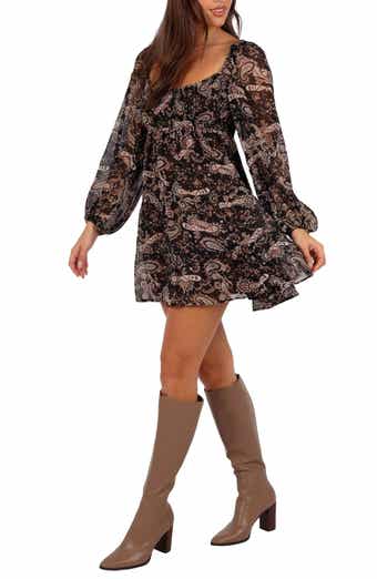 Petal & Pup Bates Paisley Floral Long Sleeve Chiffon Minidress